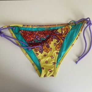 Victoria’s Secret Swimsuit Bikini Bottom Size S Paisley Print Yellow NWOT